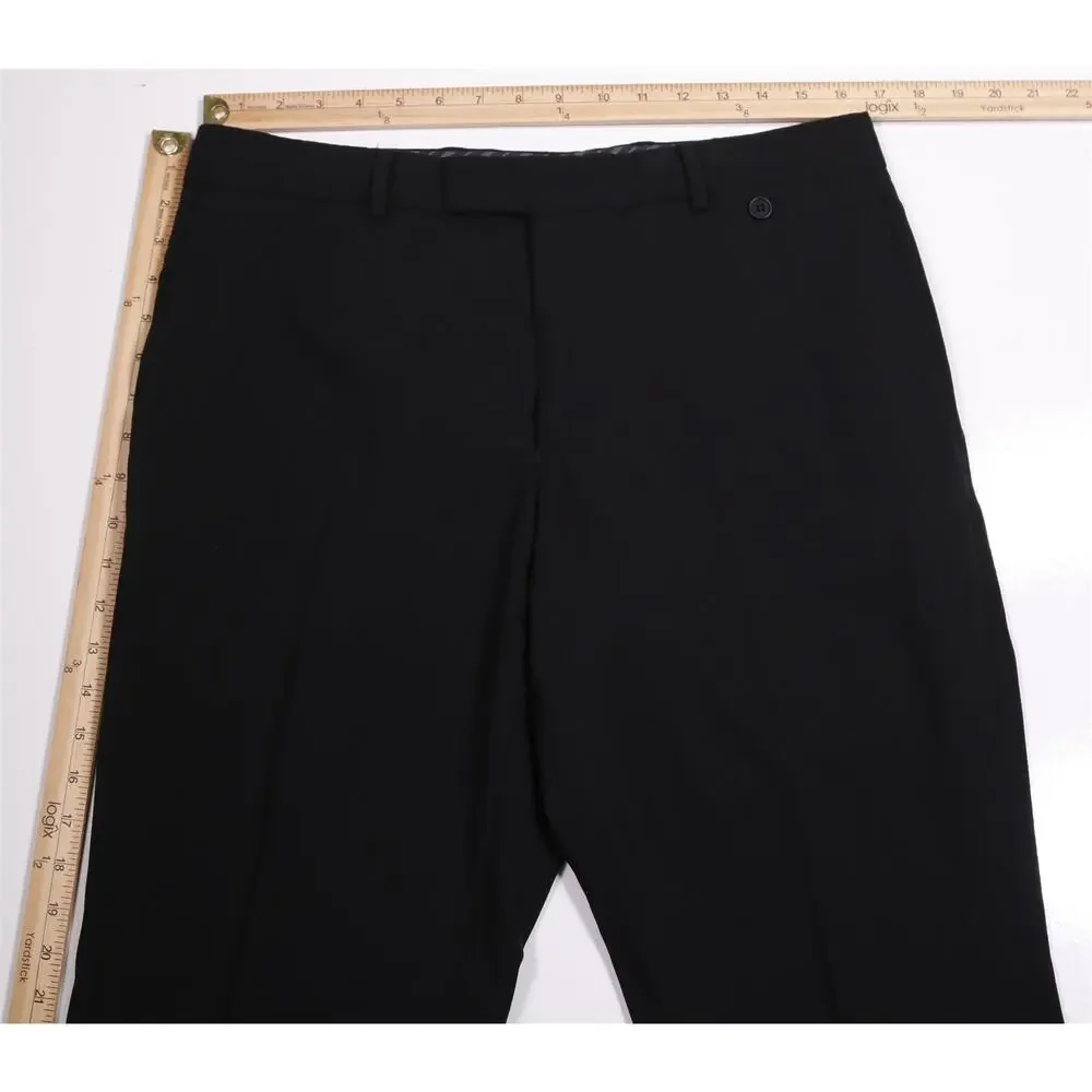 Ted Baker Mens Black Flat Front Wool Dress Pants Trousers 34x29